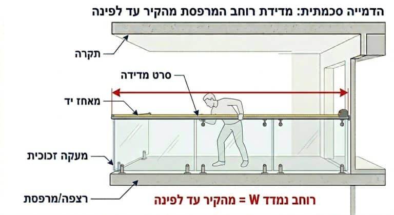 מדידת רוחב סגירת מרפסת